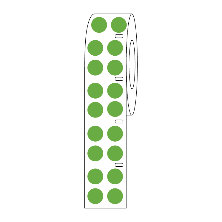 Globe Scientific Label Roll, Cryo, Direct Thermal, 13mm Dots, for 2.0mL Tubes, Green 